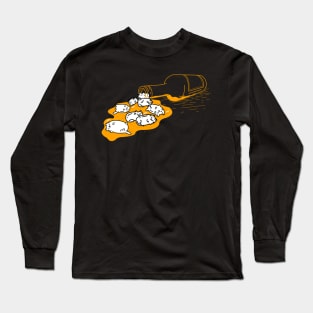 Funny Drunk Kittens Sleeping On A Beer Pool Besides A Beer Bottle Long Sleeve T-Shirt